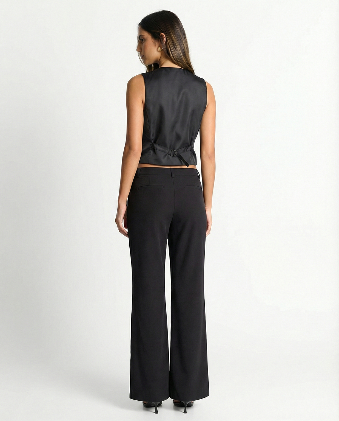 Lyra | Smart Casual Tailored Blazer Grey Pinstripe Sleeveless Fitted