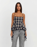 Lydia | Plaid Ruffled Peplum Cami Top
