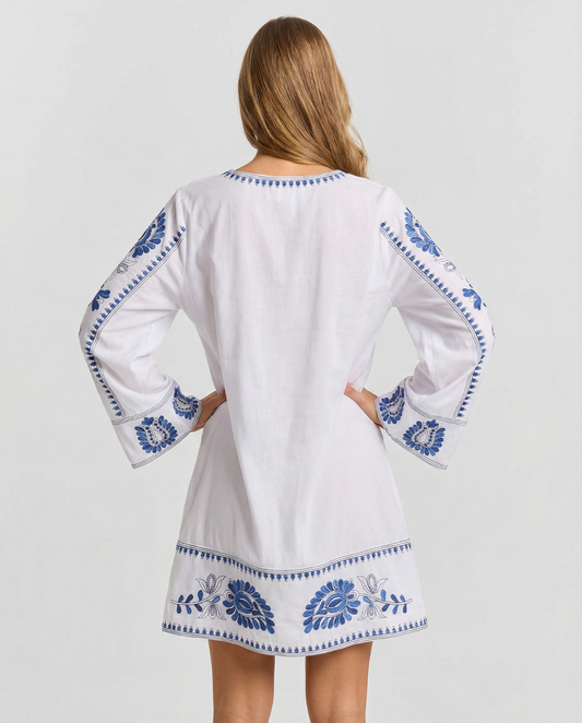 Odette | Summer Embroidered Mini Dress White
