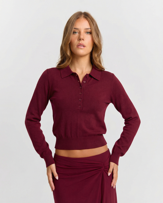 Ruby | Sophisticated Knit Long Sleeve Polo Jumper