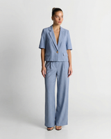 Una | Cropped Short-Sleeve Blazer and Wide Leg Trouser Set