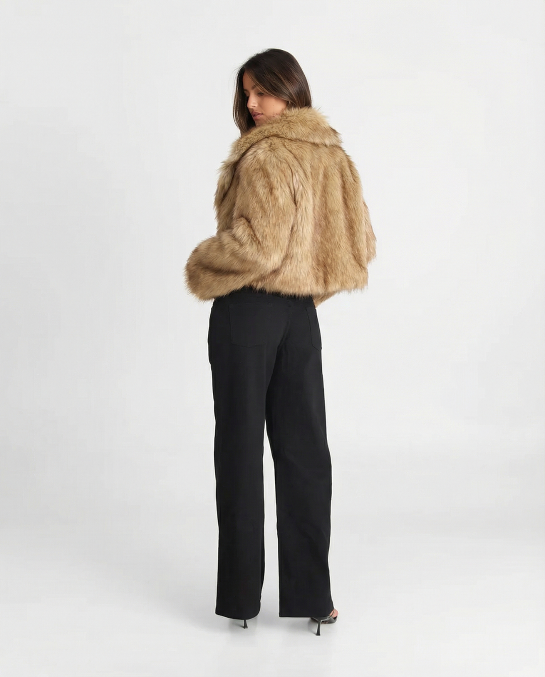 Eden | Cropped Wrap-Front Faux Fur Jacket