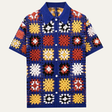 Aldous | Men's Relaxed Fit Crochet Knit Short Sleeve Polo Shirt