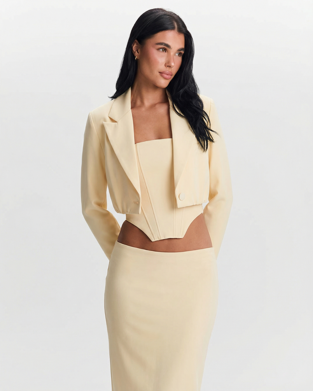 Florence | Yellow Corset & Cropped Blazer Set