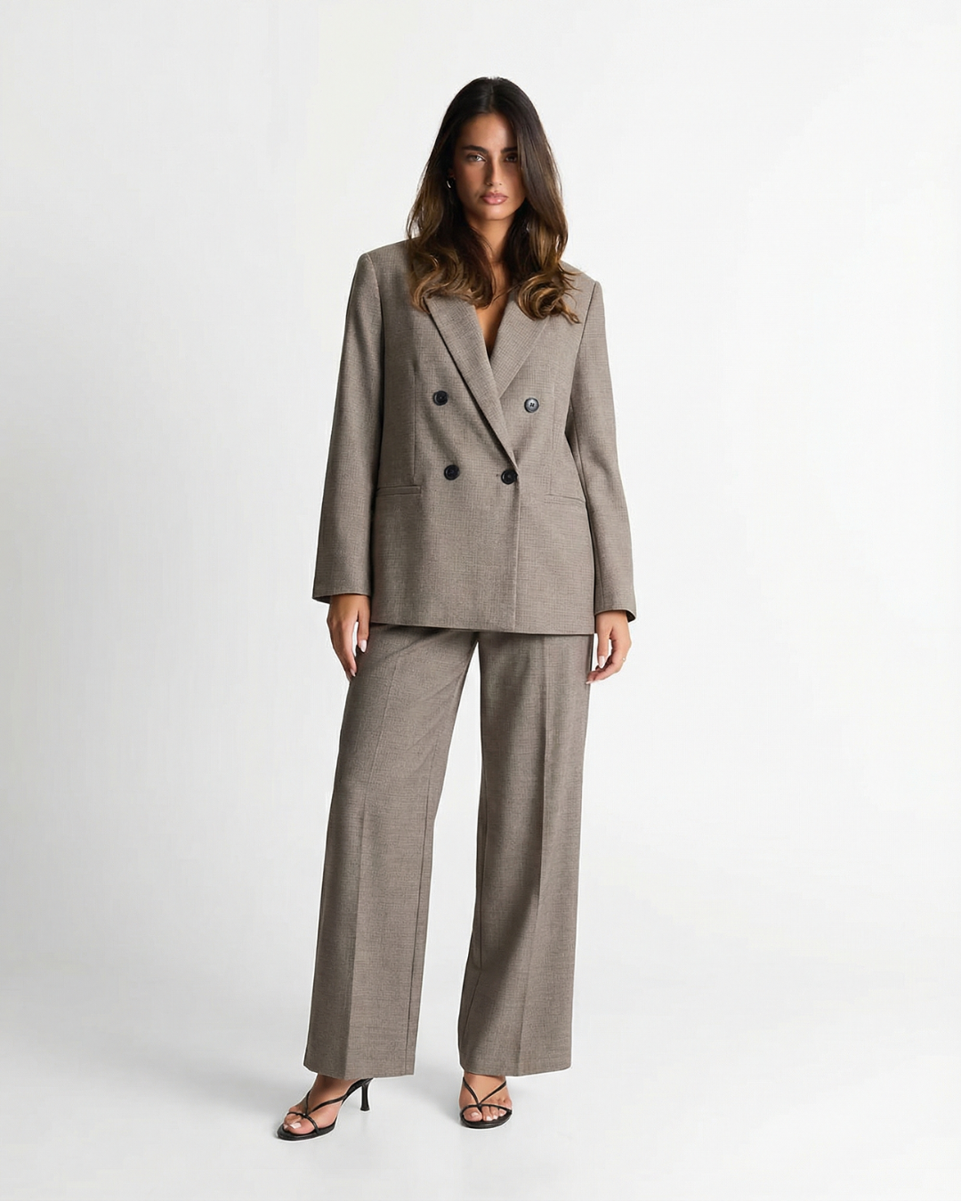 Ava | Double-Breasted Blazer and Wide Leg Trouser Set