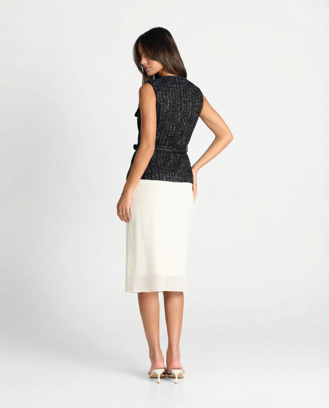 Pearl | Sparkle Tweed Belted Waistcoat