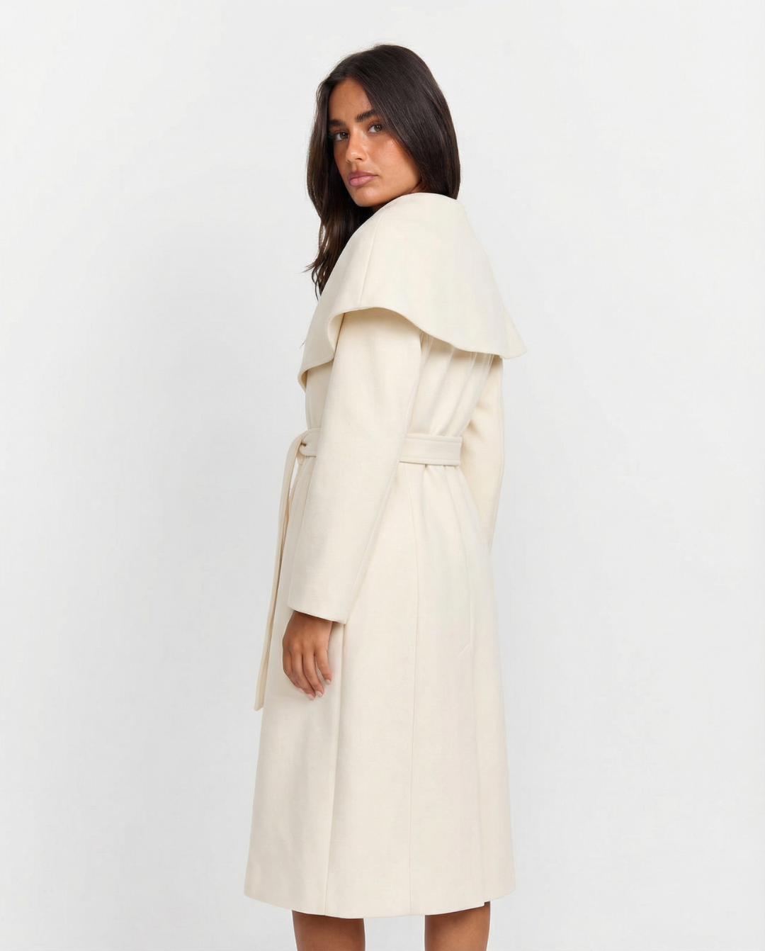 Elodie | Belted A-Line Jacket with Layered Collar