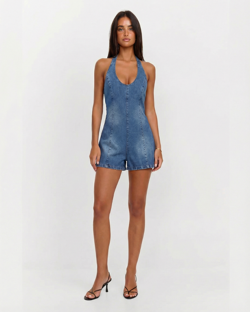 Anya | denim romper
