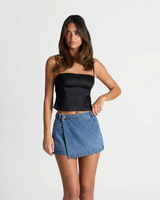 Delilah | Asymmetric Wrap-Front Denim Mini Skirt