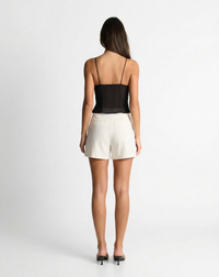 Iris | High-Waist Front-Pleat Relaxed Linen Tailored Shorts