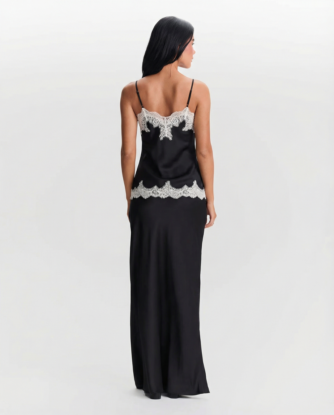 Alexandra | Satin Lace Trim Spaghetti Strap Cami Top