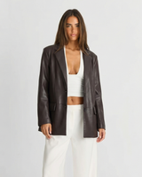 Nicole | Oversized Faux Leather Blazer