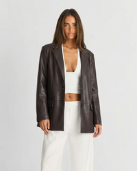 Nicole | Oversized Faux Leather Blazer