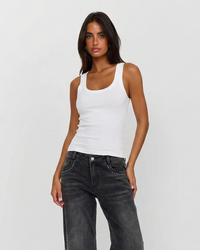 Mary | Ribbed Scoop Neck Fitted Vest Top