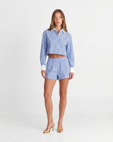 Eva | Striped Cotton Cropped Top Shorts Co-ord Set