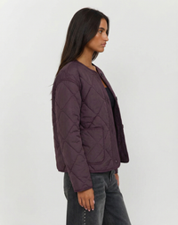 Holly | Collarless Diamond Quilted Jacket