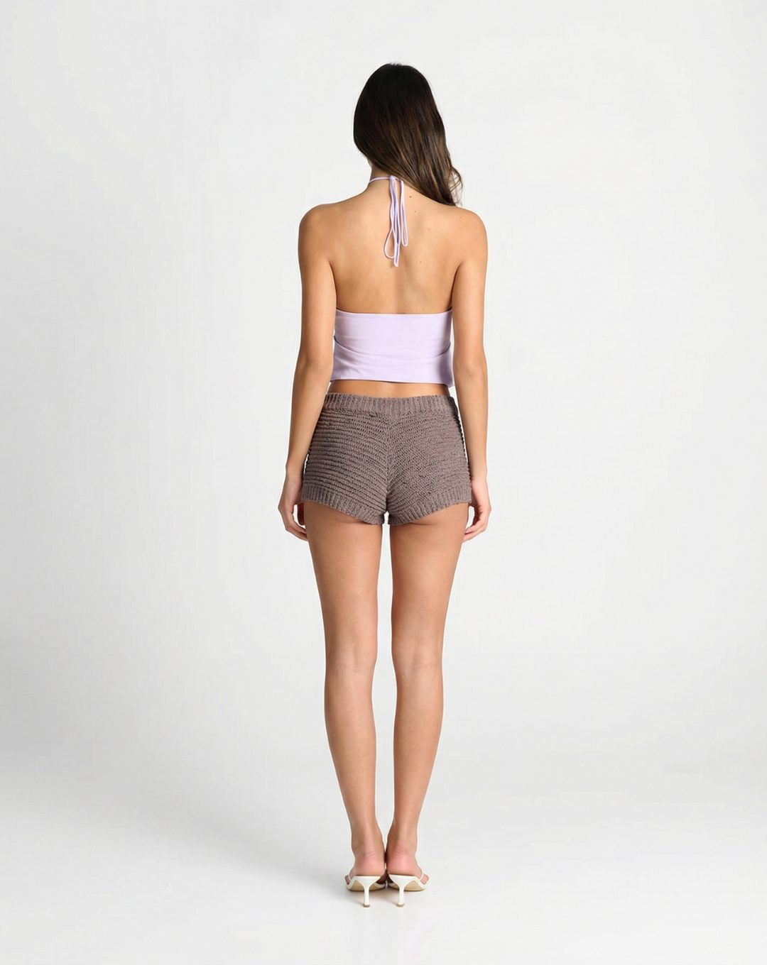Ada | Knitted Shorts Pink High Waisted