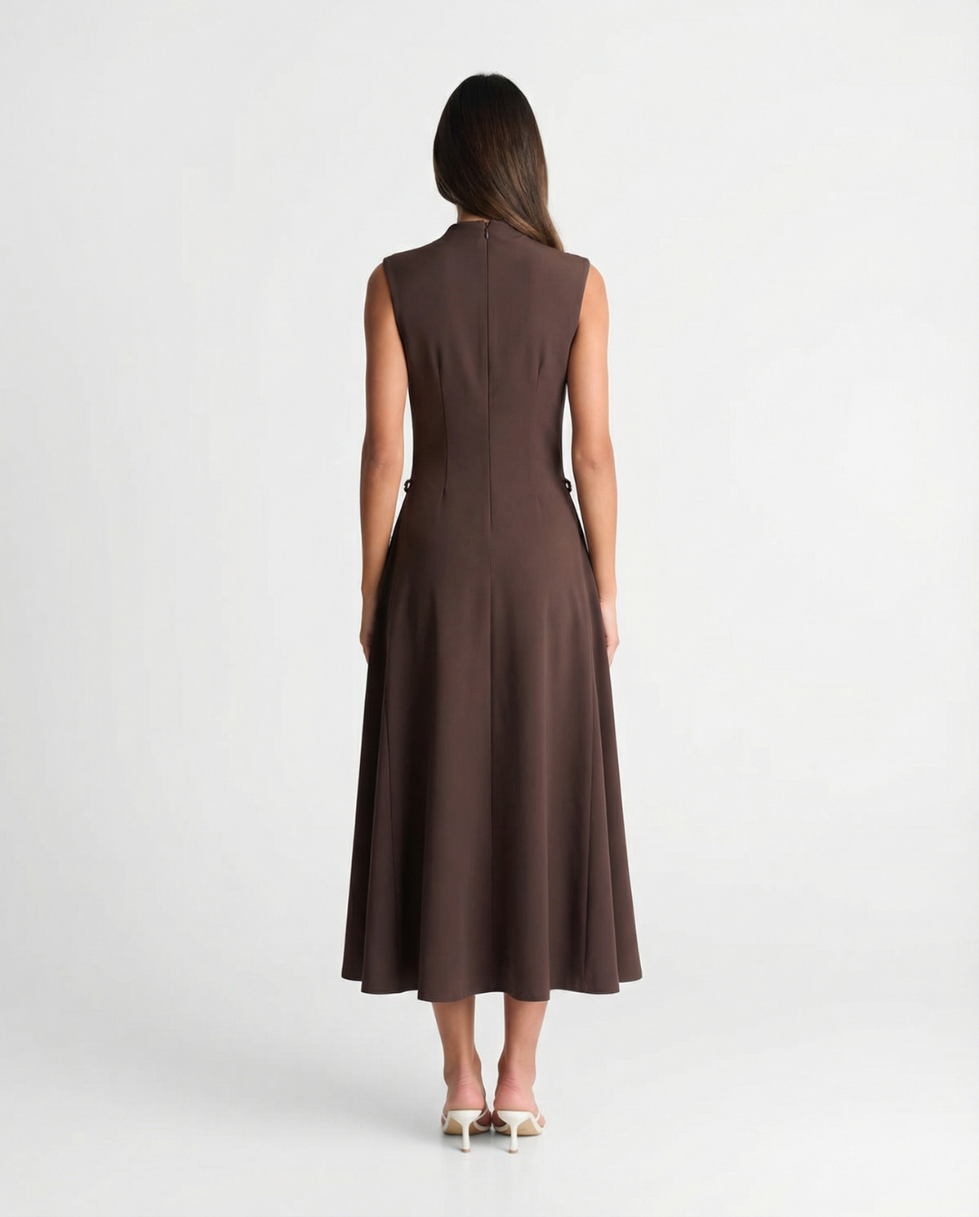 Alma | Brown Sleeveless High Neck Maxi Dress