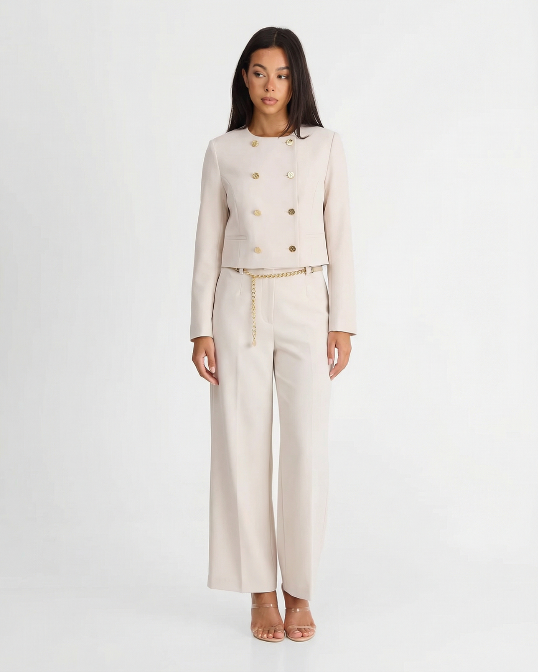 Beatrice | Refined Gold Button Wide Leg Co-ord