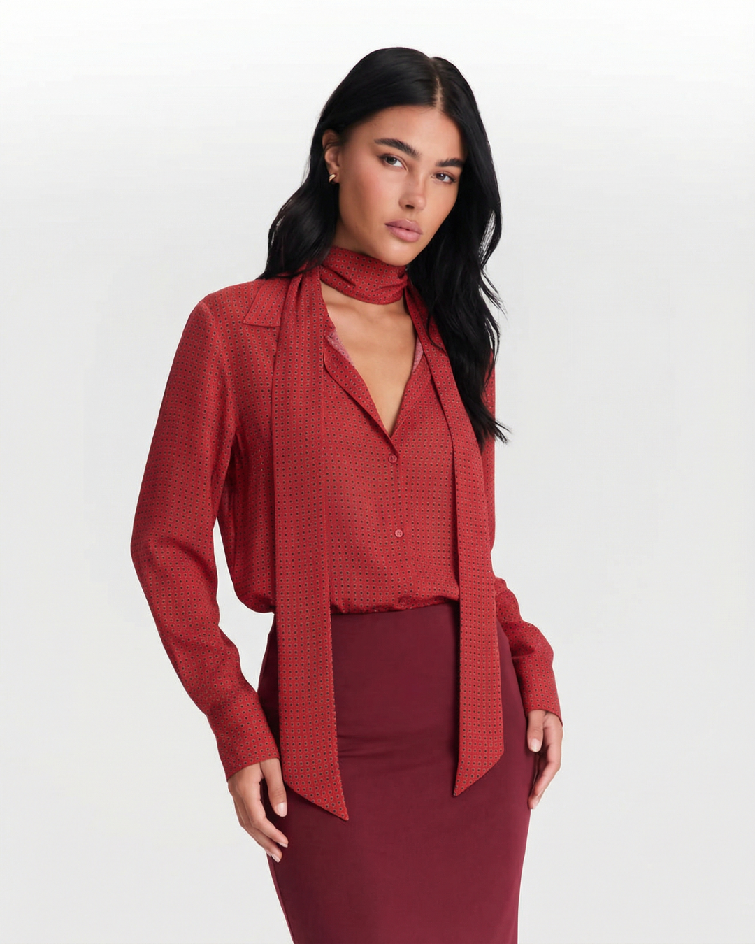 Sadie | Tie-Neck Satin Blouse