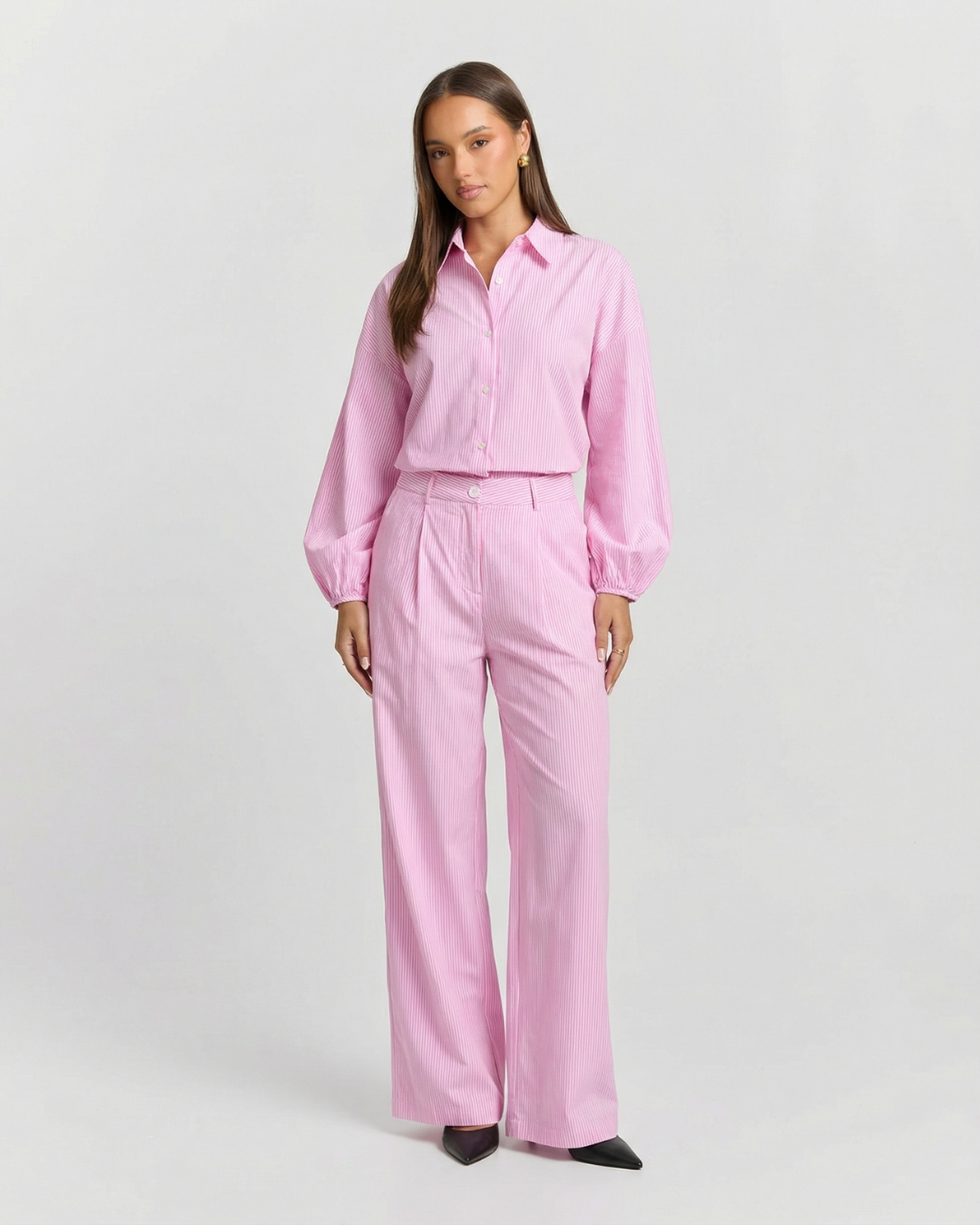 Clara | Striped Cotton Relaxed Wide Leg Co-ord Set