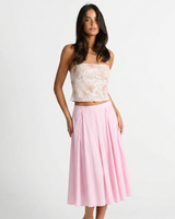 Hattie | Deep Pleat Cotton A-Line Midi Skirt