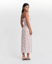 Hope | Heart Print Corset Satin Maxi Dress