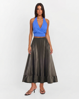 Hannah | Satin Tiered A-Line Midi Skirt