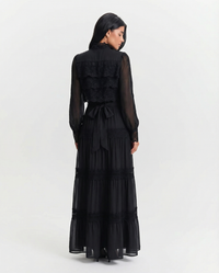 Cara | Lace Panel Tiered Chiffon Maxi Dress