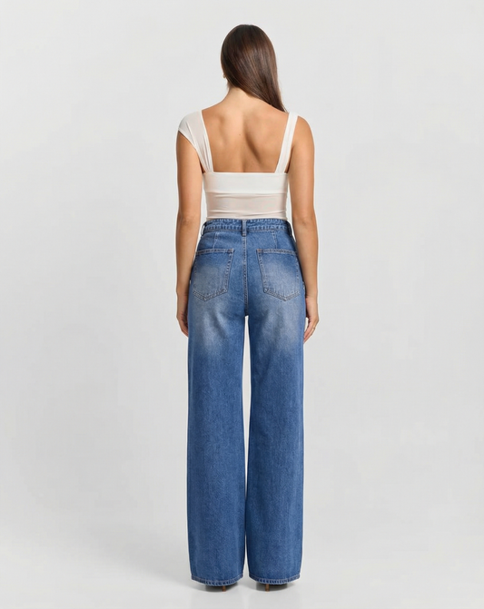 Lena | High Waisted Wide Leg Jeans Light Blue Denim