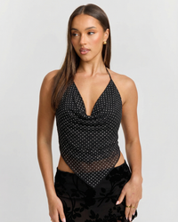 Primrose | Polka Dot Cowl Neck Halter Top
