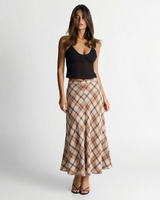 Bella | Diagonal Plaid A-Line Maxi Skirt