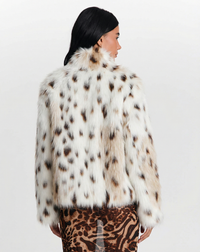 Eva | Animal Print Faux Fur Cropped Jacket