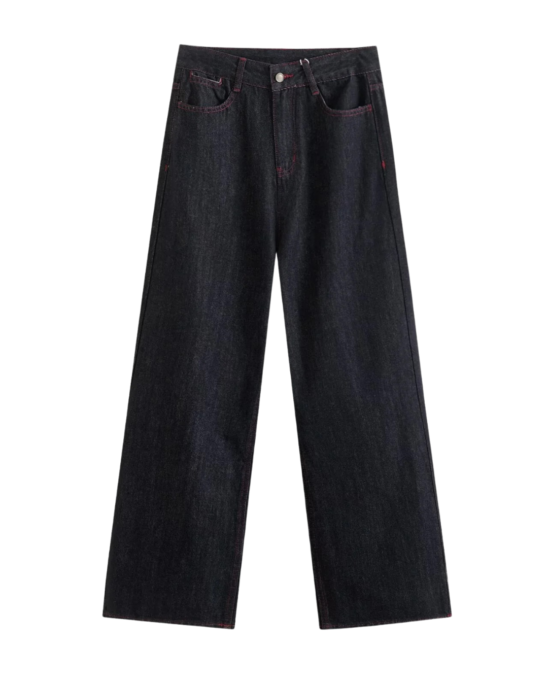 Wren | Wide Leg Jeans Dark Wash High Waisted Contrast Stitch