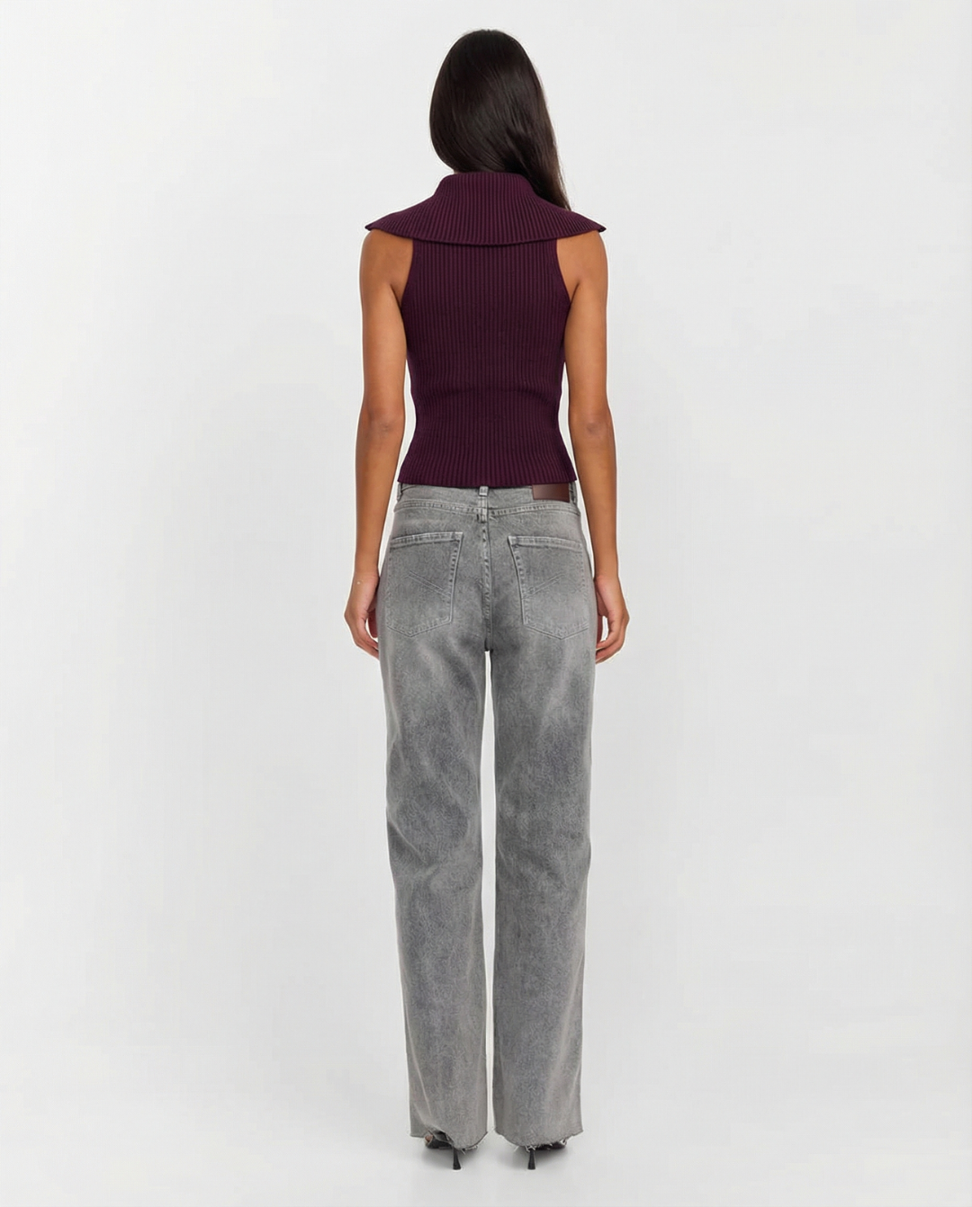 Maddison | Collared Ribbed Zip-Up Vest