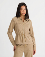 Bella | Faux Suede Zip Jacket Wide Leg Pants Set
