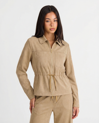 Bella | Faux Suede Zip Jacket Wide Leg Pants Set
