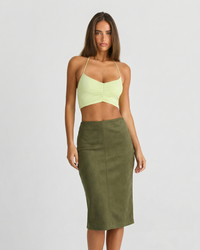 Lyla | Sculpting Brushed Midi Pencil Skirt