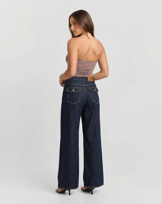 Sable | Wide Leg Jeans Dark Blue High Waisted