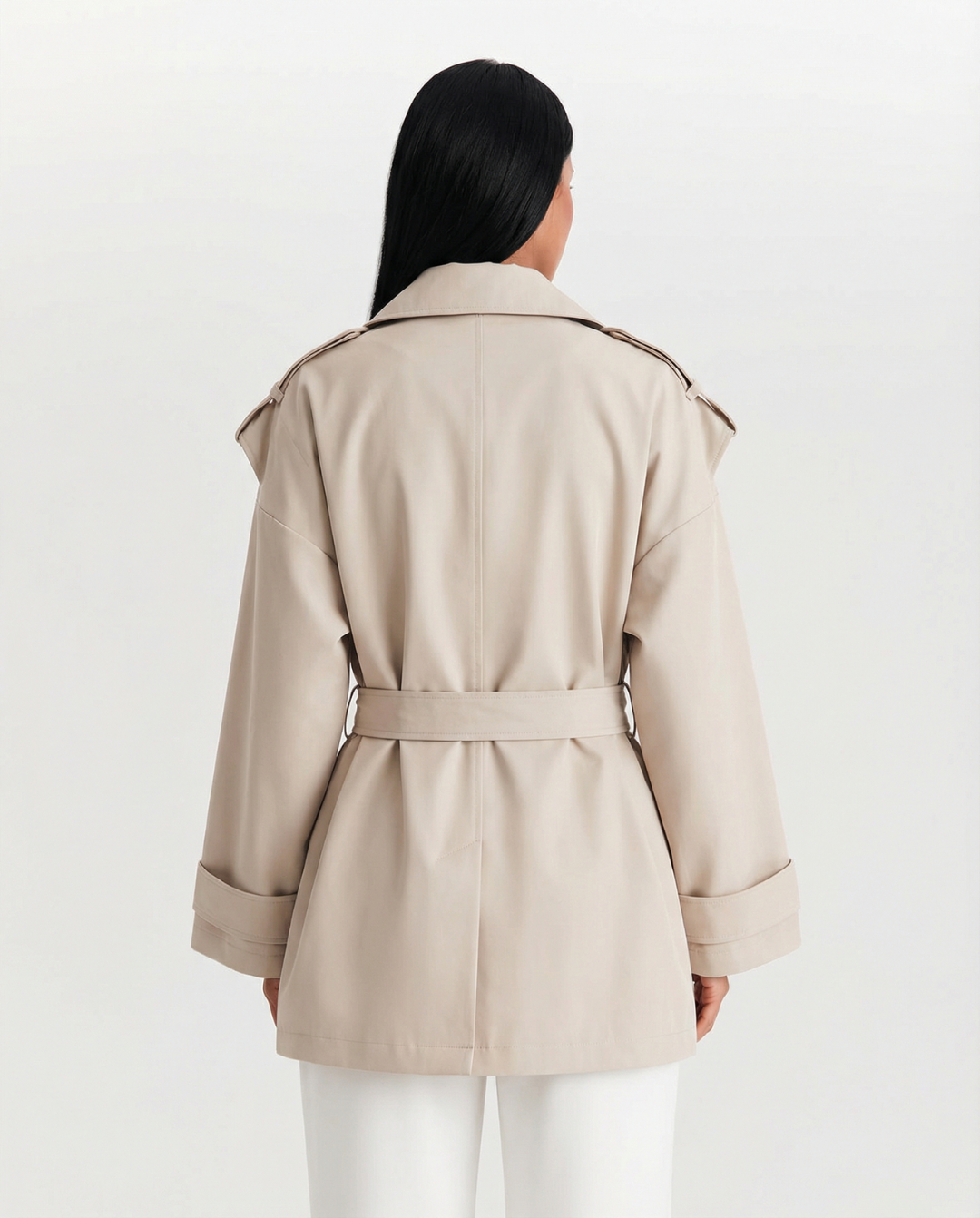 Betsy | Cropped Belted Coat with Stand Collar