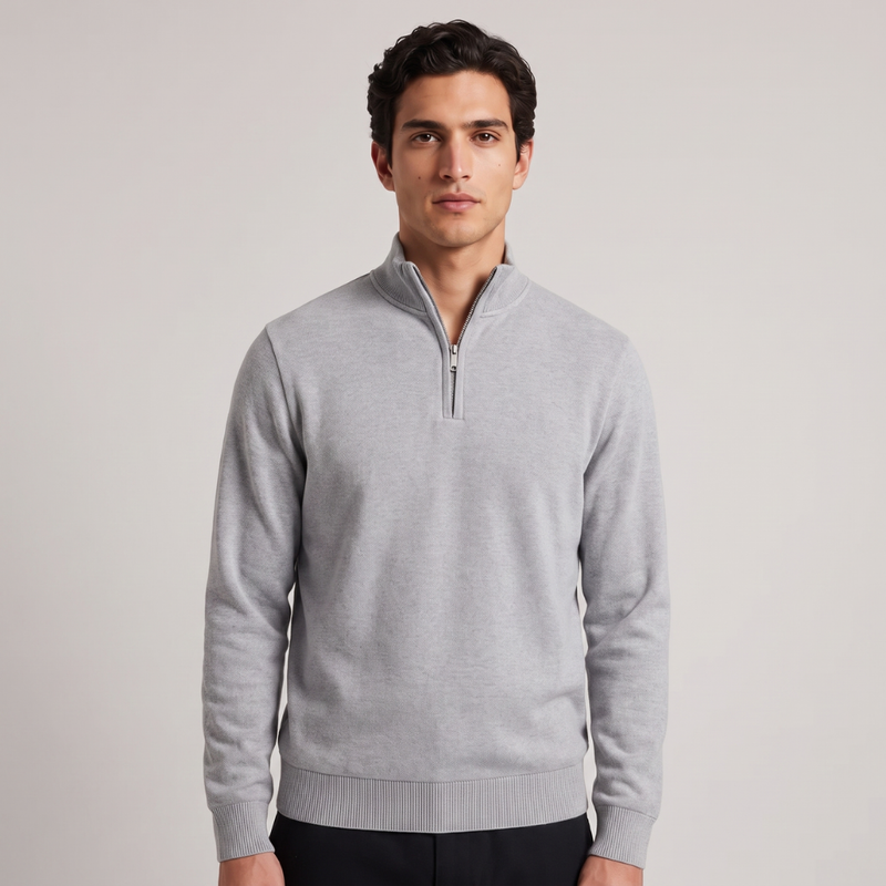 Morris | Half Zip Knit Jumper with Stand Collar