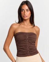 Nicole | Ruched Button Bandeau Top