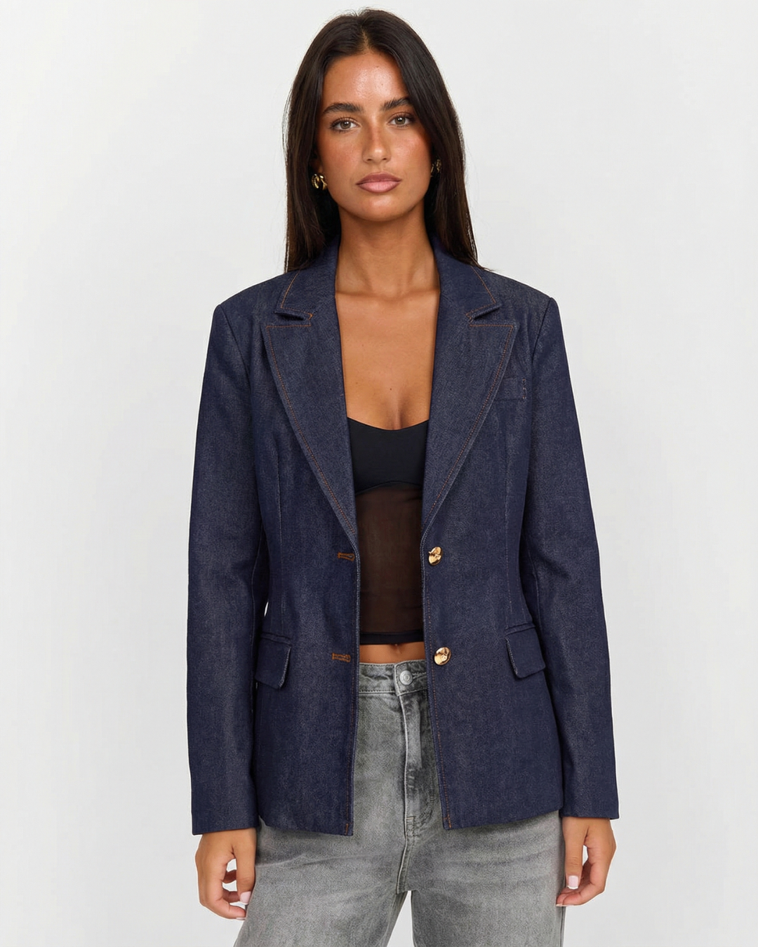 Dani | Casual Denim Blazer Dark Blue