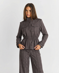 Holly | Subtle Plaid Tailored Wide Leg Trouser Set