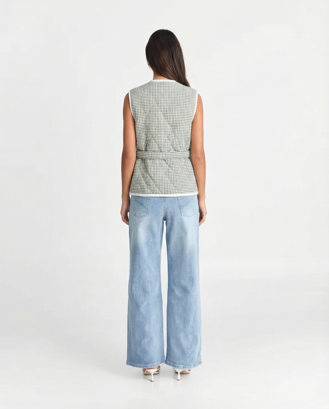 Elspeth | Check Tie-Front Tailored Vest