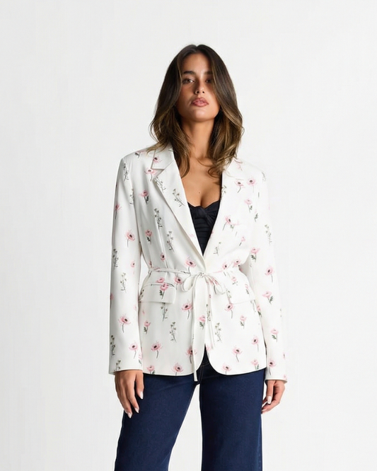 Calla | Summer Floral Blazer White