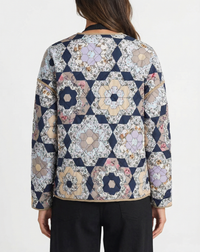 Jessica | Navy Floral Quilted Patchwork Jacket