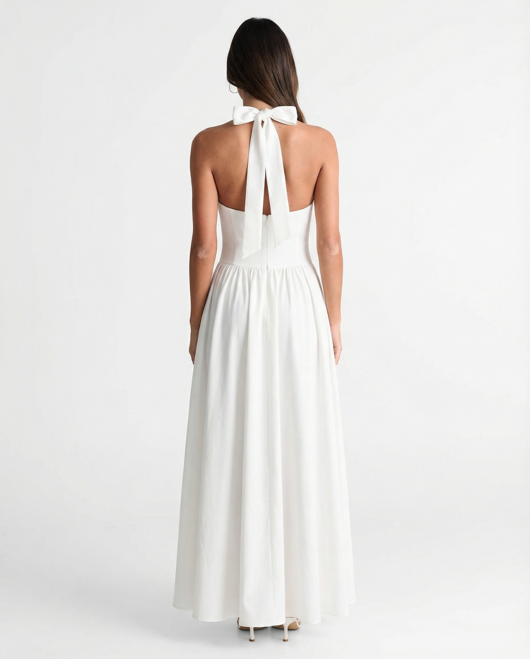 Faye | Halter Neck Sweetheart Button Front Midi Dress