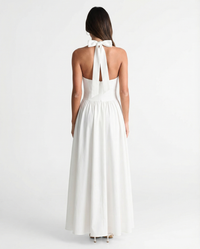 Faye | Halter Neck Sweetheart Button Front Midi Dress