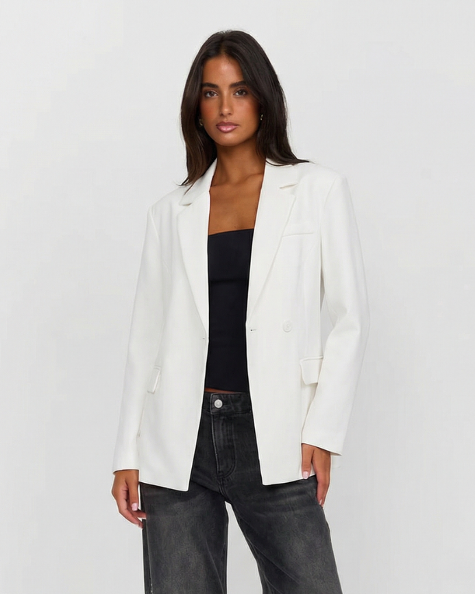 Elise | Relaxed Structured White Blazer